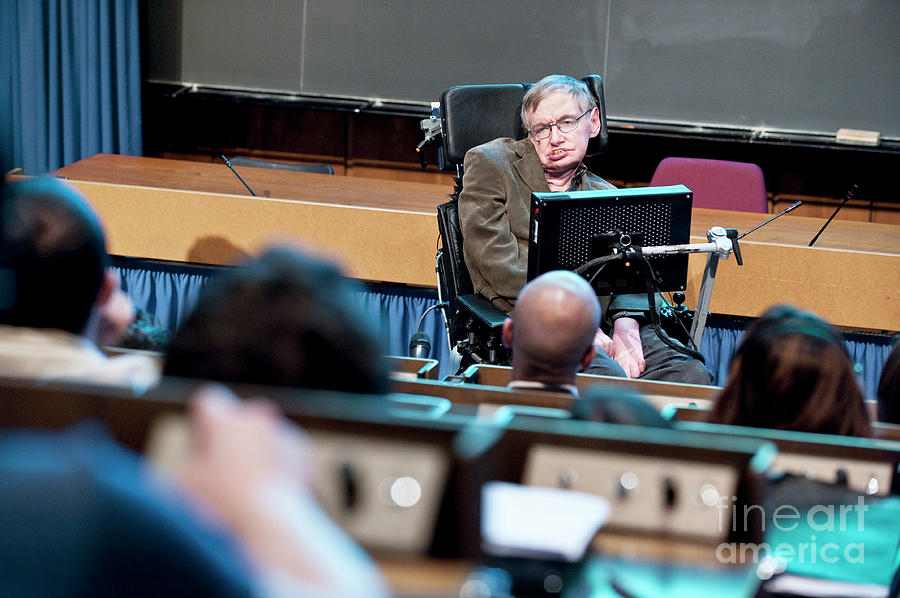 Stephen Hawking Lecturing At Cern In 2009 Photograph by Cern/science Photo Library