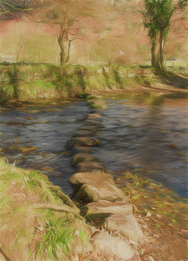 Stepping stones across a stream 2 Digital Art by Roy Pedersen