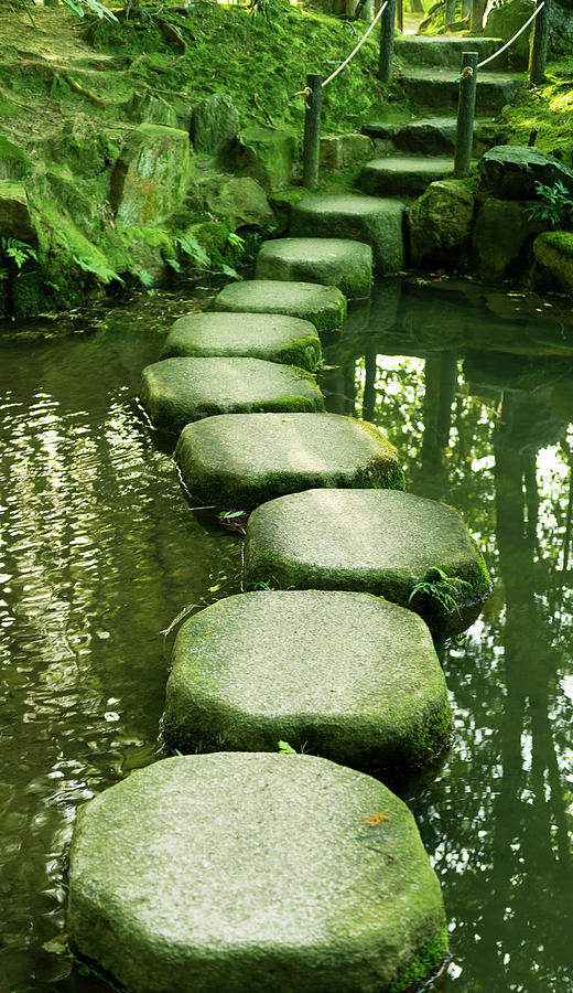 Stepping Stones In A Japanese  Garden Photograph by Brytta