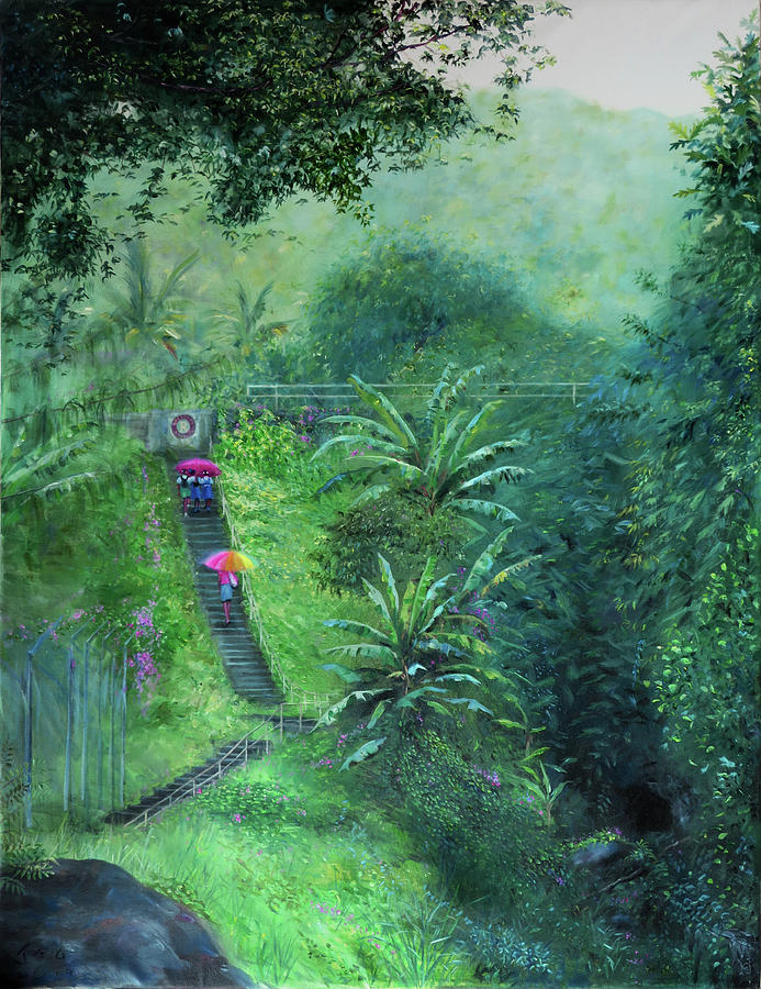 Saint Lucia Painting - Steps by Jonathan Guy-Gladding JAG Saint Lucia Painting - Steps by Jonathan Guy-Gladding JAG
