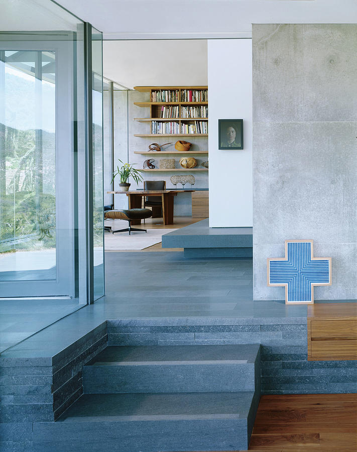 Steps To Library In A Modern House Photograph by David Marlow