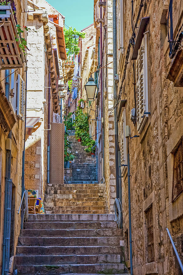 Steps up Dubrovnik Alley Photograph by Darryl Brooks