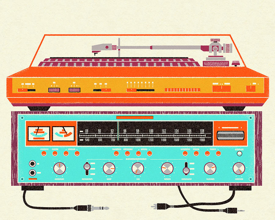 Music Drawing - Stereo and Turntable by CSA Images