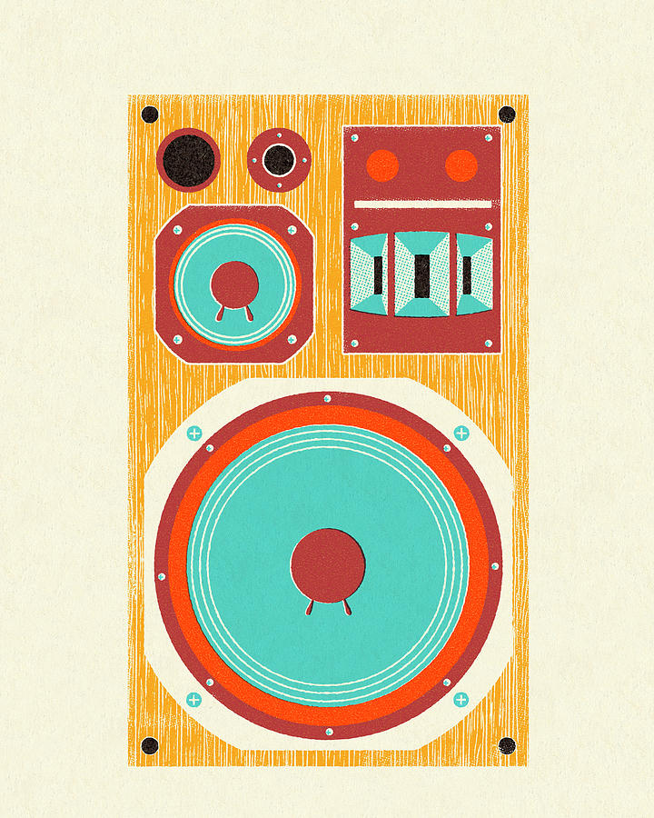 Music Drawing - Stereo Speaker by CSA Images