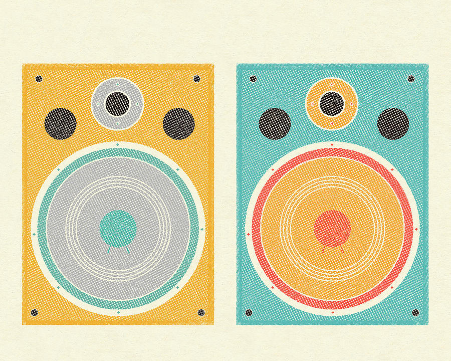 Music Drawing - Stereo Speakers by CSA Images