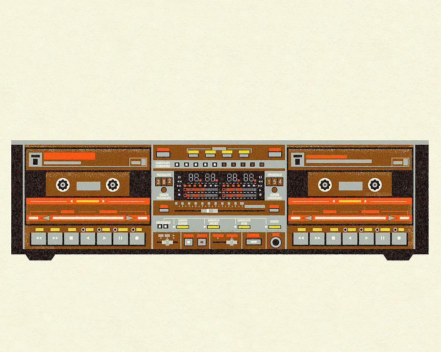 Music Drawing - Stereo Tape Deck Player by CSA Images