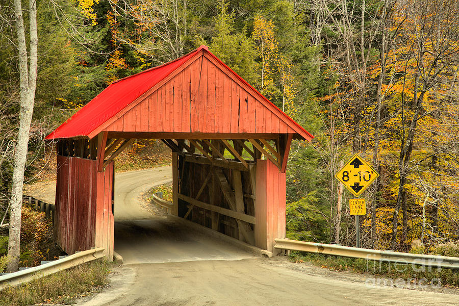 Sterling Brook Red Covered Bridge Photograph by Adam Jewell