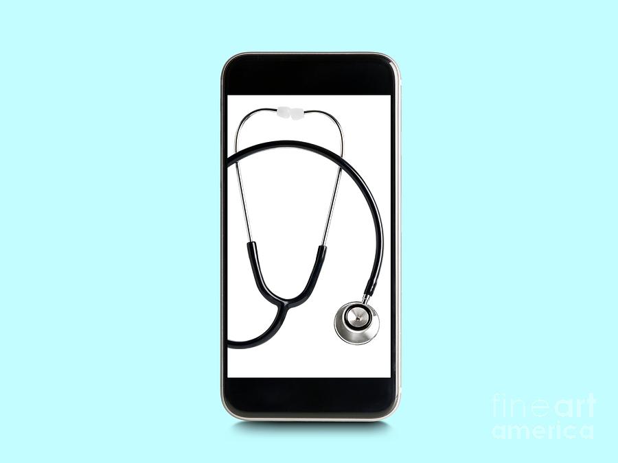 Stethoscope On Smartphone Screen Photograph by Science Photo Library
