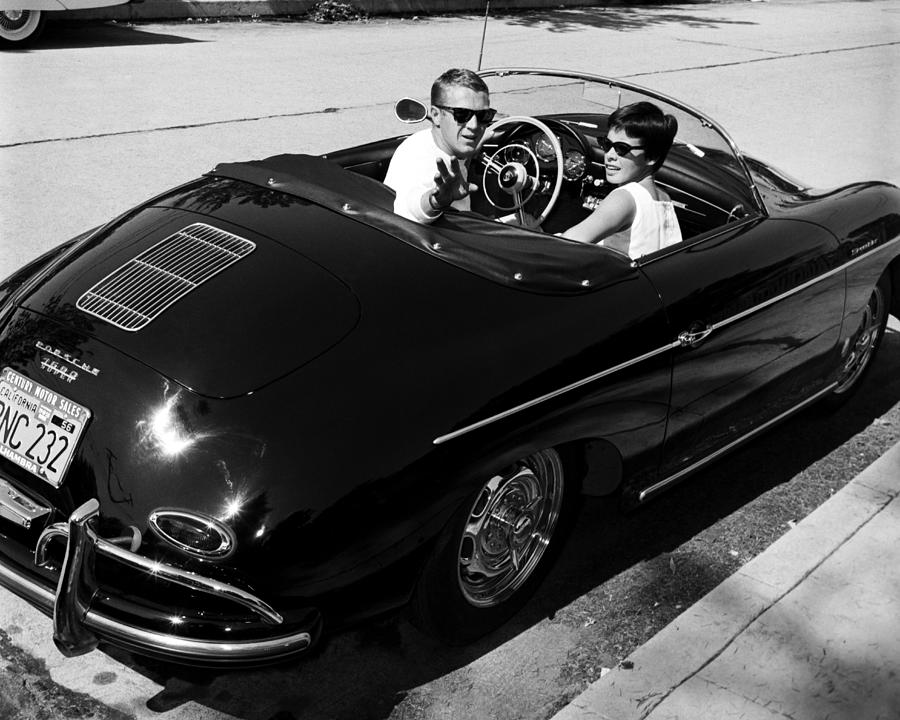 Steve Mcqueen Photograph - Steve Mcqueen Sitting With Neile Adams In Car by Globe Photos