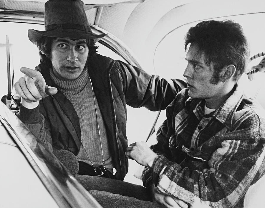 STEVEN SPIELBERG and WILLIAM ATHERTON in THE SUGARLAND EXPRESS -1974-.  Photograph by Album - Pixels