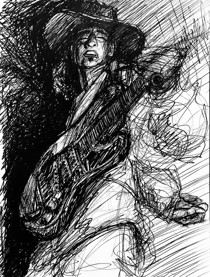Stevie Ray Vaughan  Drawing by David Weinholtz