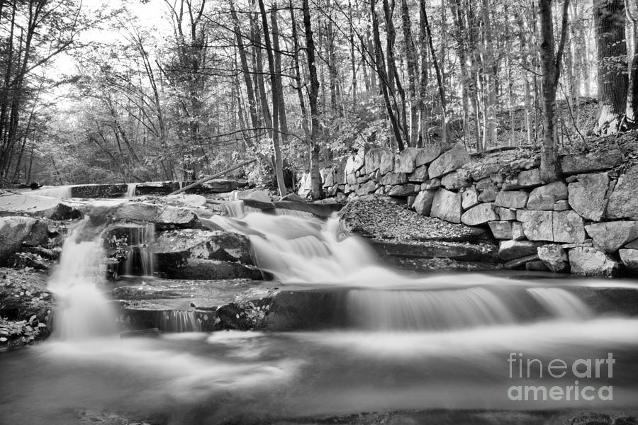 Stickeny Brook Falls Black And White Photograph by Adam Jewell