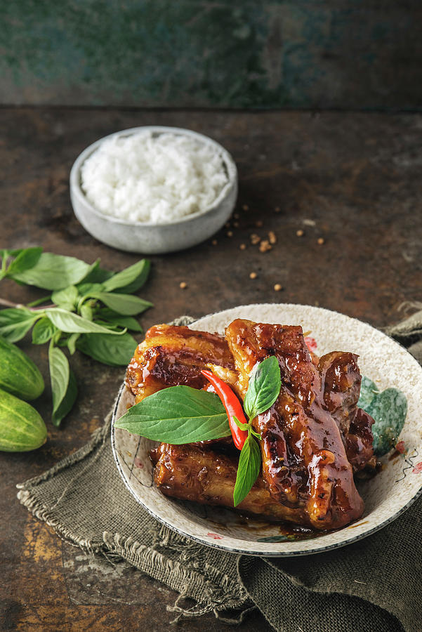 Sticky Ribs With Rice asia Photograph by Max D. Photography