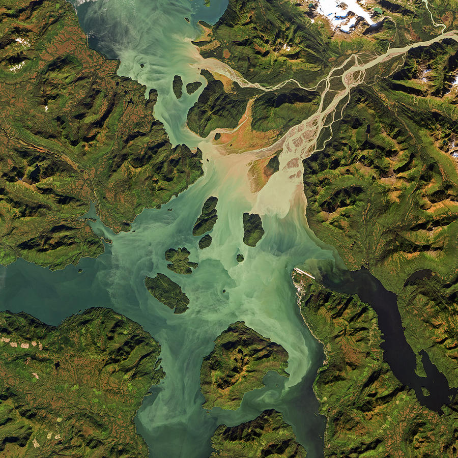 Nature Digital Art - Stikine river estuary, Alaska from space by Christian Pauschert