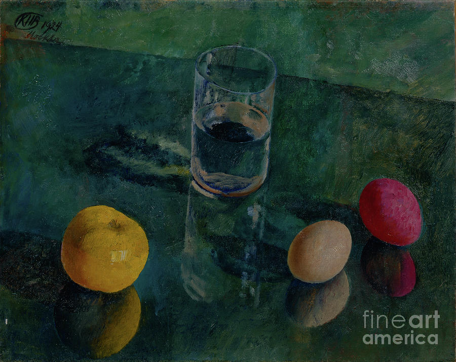 Still Life Against A Green Background Drawing by Heritage Images
