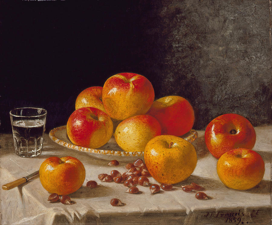 Still Life, Apples and Chestnuts Painting by John F Francis