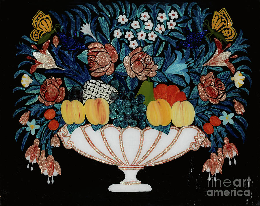 Still Life - Flowers And Fruit In White Drawing by Heritage Images