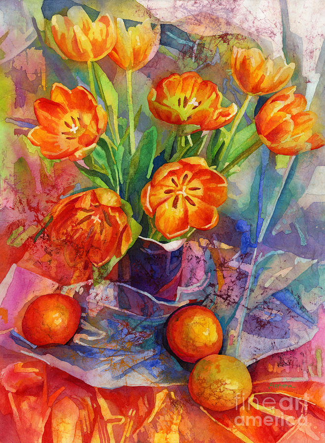 Tulip Painting - Still Life in Orange by Hailey E Herrera Tulip Painting - Still Life in Orange by Hailey E Herrera