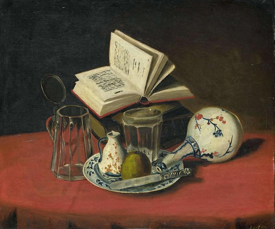 Still Life. Painting by J de Clercq -fl 1860-