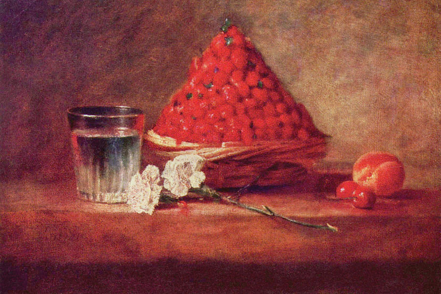 Still Life of a Strawberry Basket Painting by Jean-Baptiste-Simon Chardin