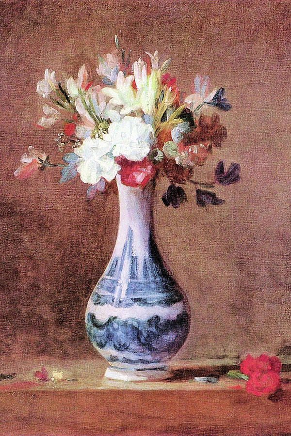 Still Life of Flowers in a Vase Painting by Jean-Baptiste-Simon Chardin
