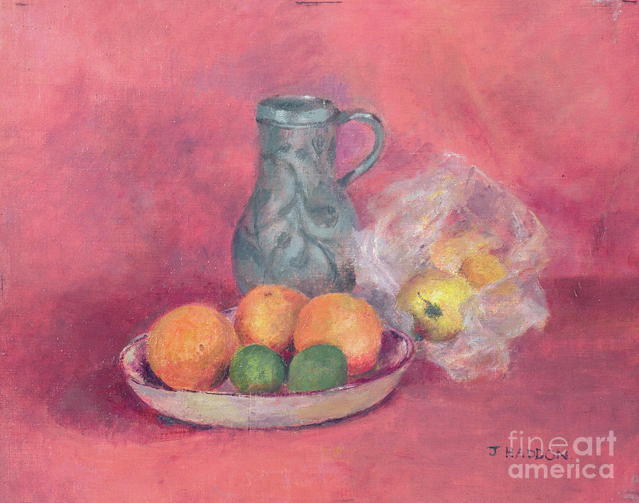 Still Life Of Fruit And Jug Painting by Joyce Haddon