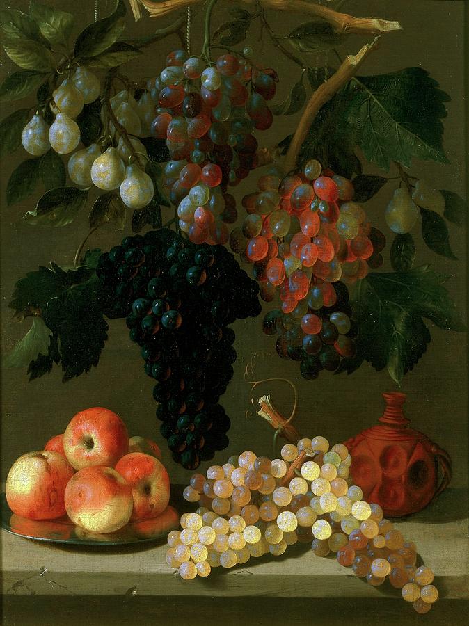 Still Life of Fruit, ca. 1630, Spanish School, Oil on canvas, 76 cm x 59 cm... Painting by Juan de Espinosa -fl 1628-1659-