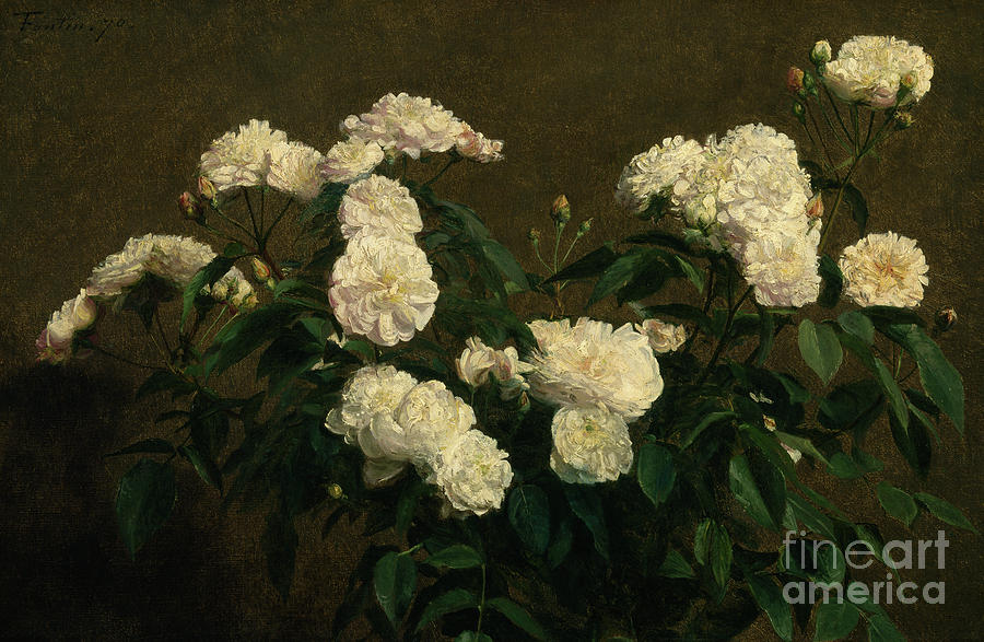 Still Life of White Roses, 1870 Painting by Henri Fantin-Latour