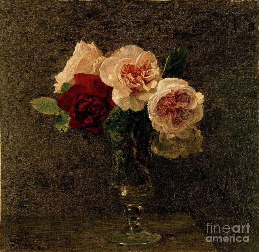 Still Life Pink And Red Roses Drawing by Heritage Images