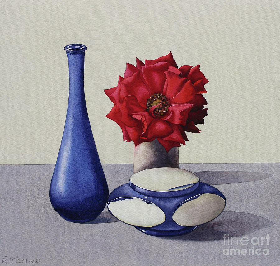 Still Life Red Rose Painting by Christopher Ryland