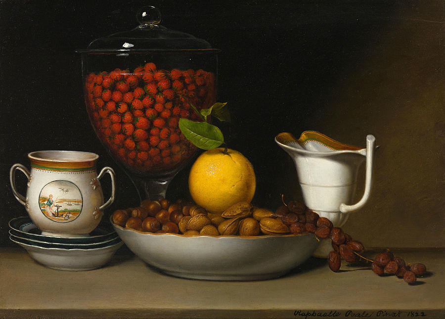 Still Life - Strawberries, Nuts, Etc Painting by Raphaelle Peale