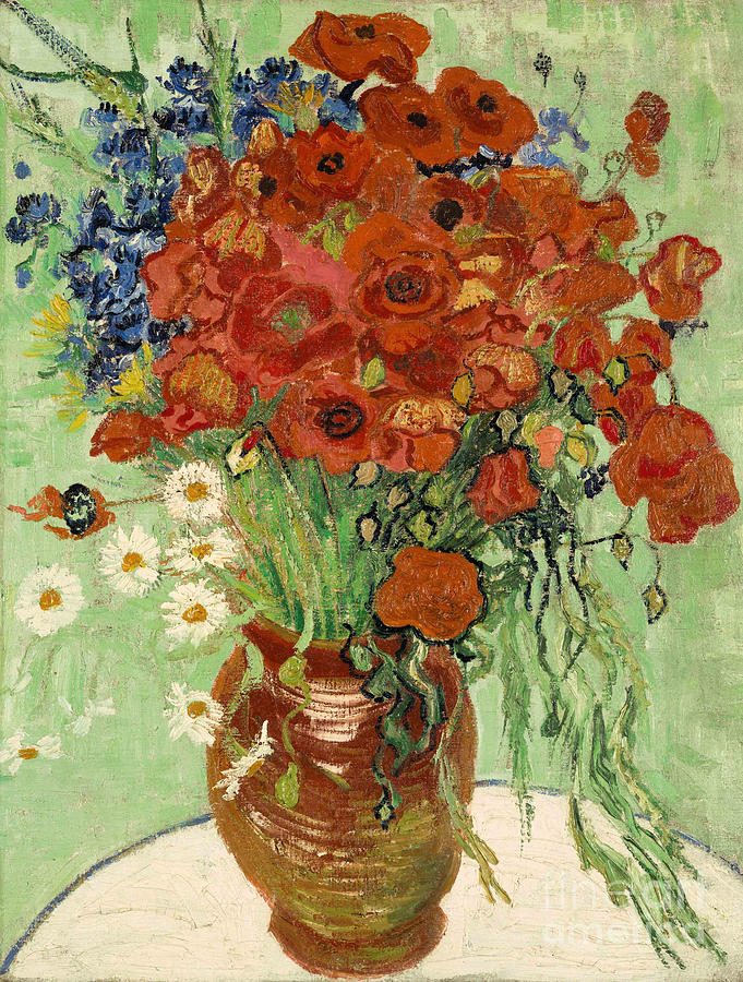 Still Life, Vase With Daisies Drawing by Heritage Images