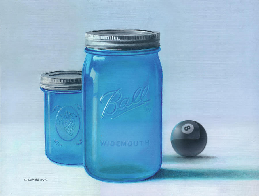 Still Life with 8-Ball Painting by Norb Lisinski