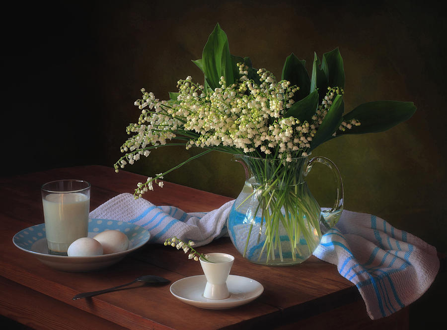Still Life Photograph - Still Life With A Bouquet Of Lilies Of The Valley by ??????? ????????
