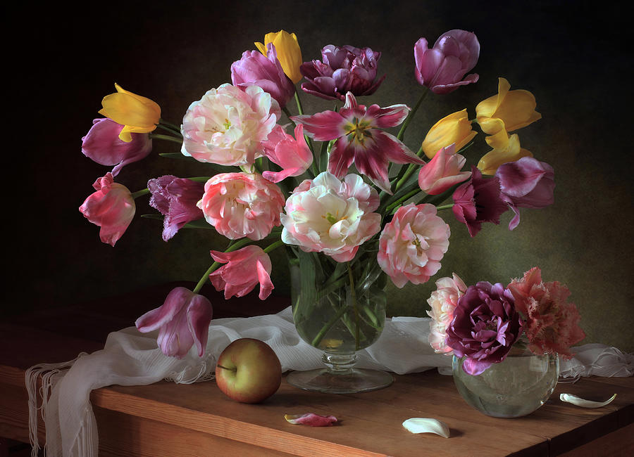 Still Life With A Bouquet Of Tulips Photograph by Tatyana Skorokhod (??????? ????????)