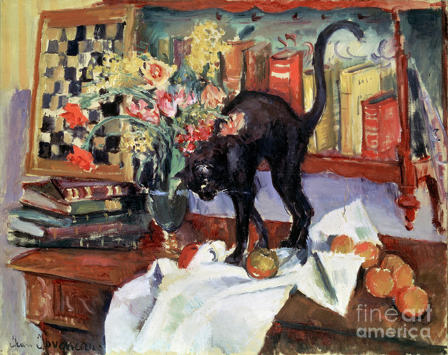 Still Life With A Cat, 1912. Artist Drawing by Heritage Images