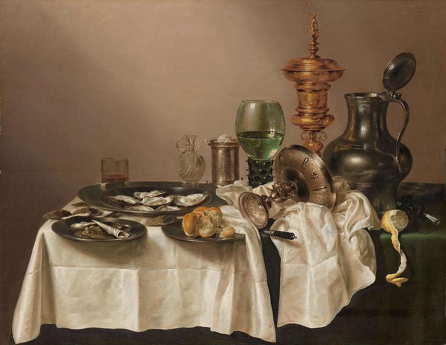 Still Life with a Gilt Cup. Still Life with a Broken Glass. Painting by Willem Claesz Heda