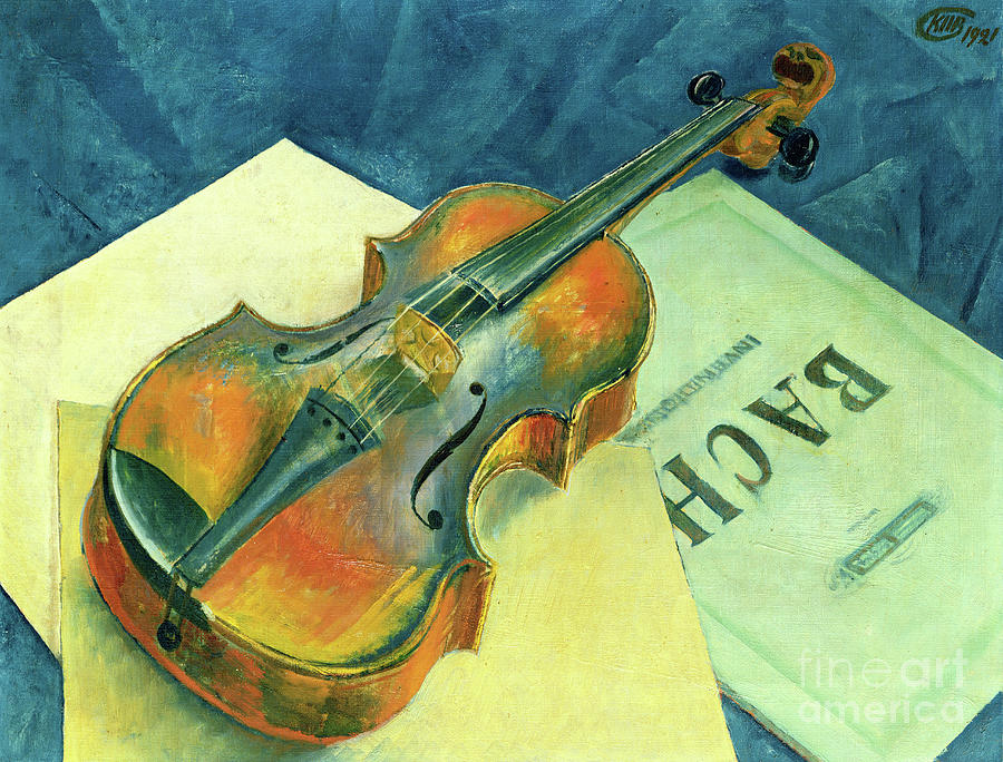 Still Life with a Violin, 1921 Painting by Kuzma Sergeevich Petrov-Vodkin