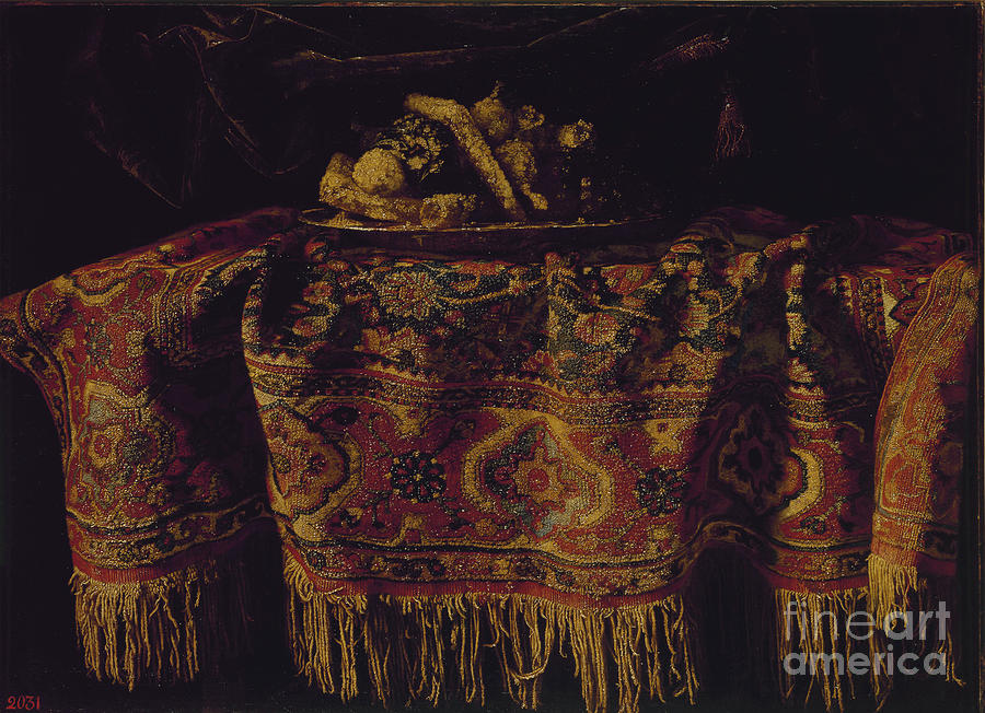 Still Life With An Oriental Carpet Drawing by Heritage Images