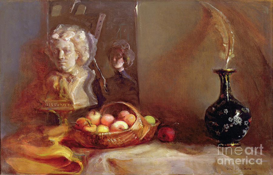 Still Life With Apples And Beethovens Bust Painting by Gail Schulman