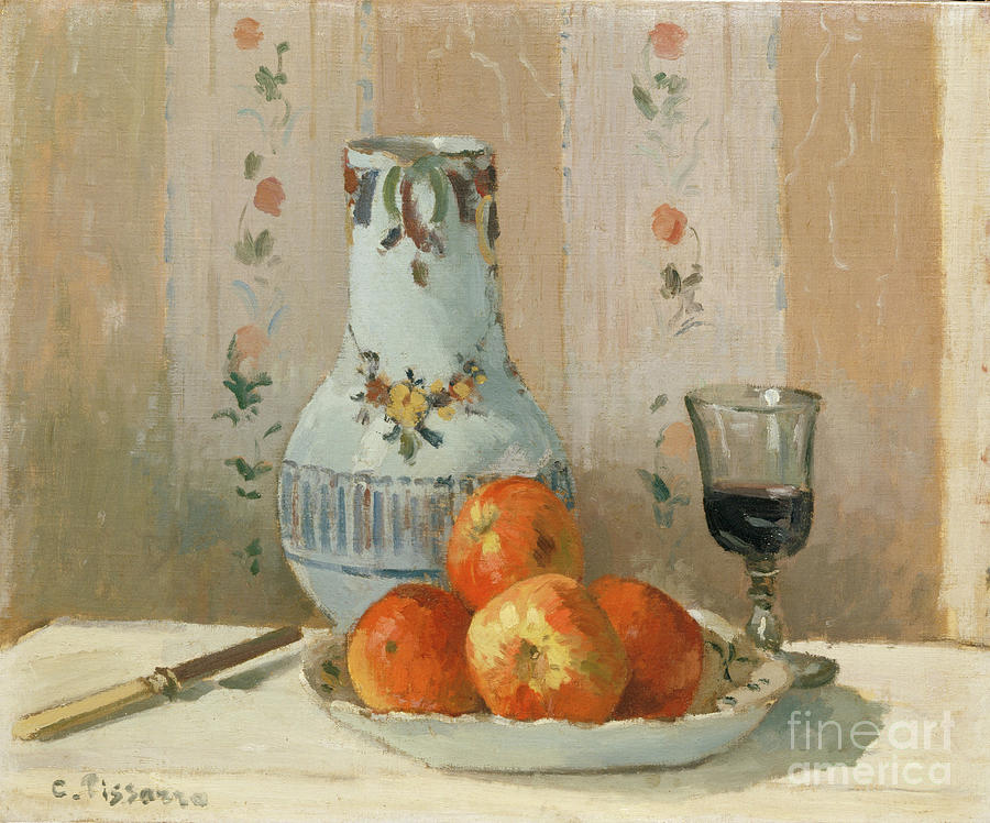 Still Life With Apples And Pitcher Drawing by Heritage Images