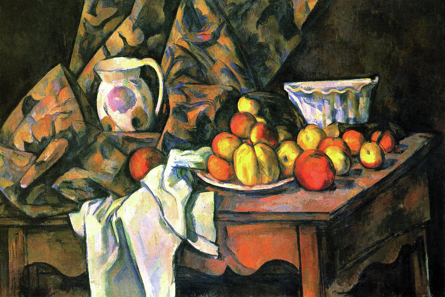 Still Life with Apples & Peaches Painting by Paul Cezanne