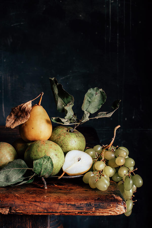 Still Life With Apples, Pears And Grapes Photograph by Justina Ramanauskiene