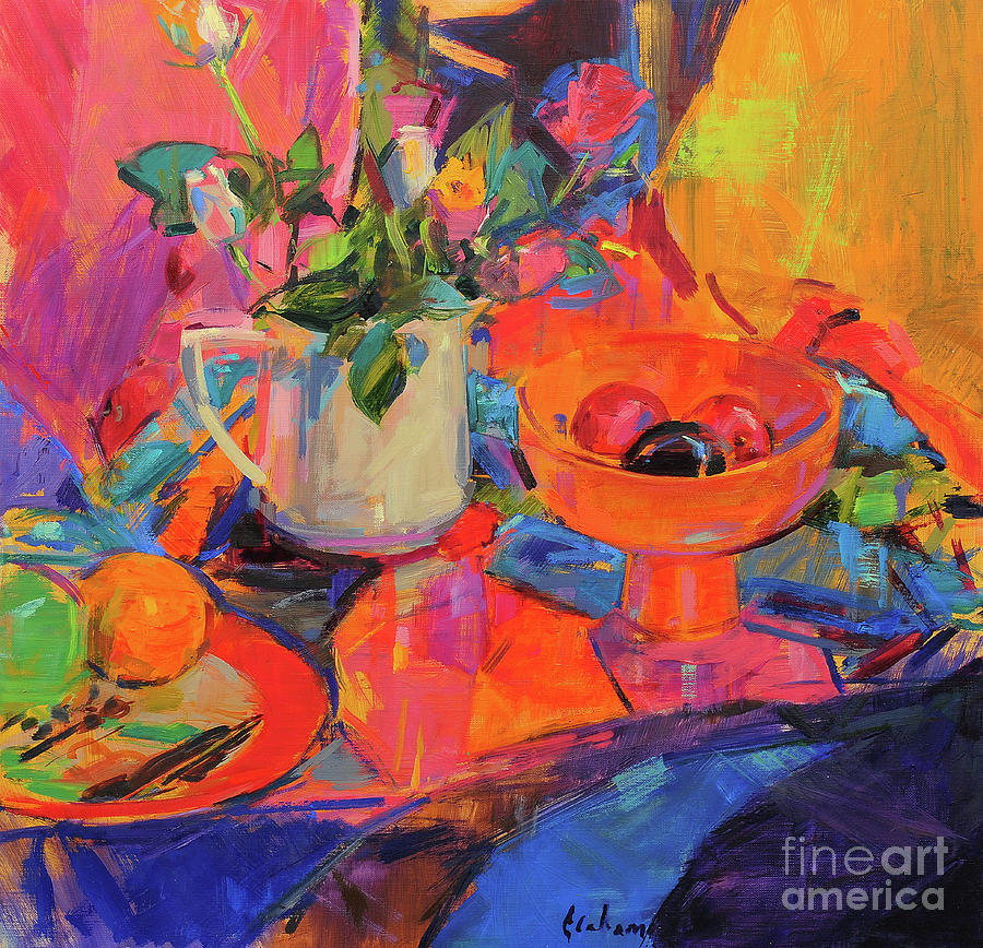 Still Life with Bloomingdales Bowl Painting by Peter Graham