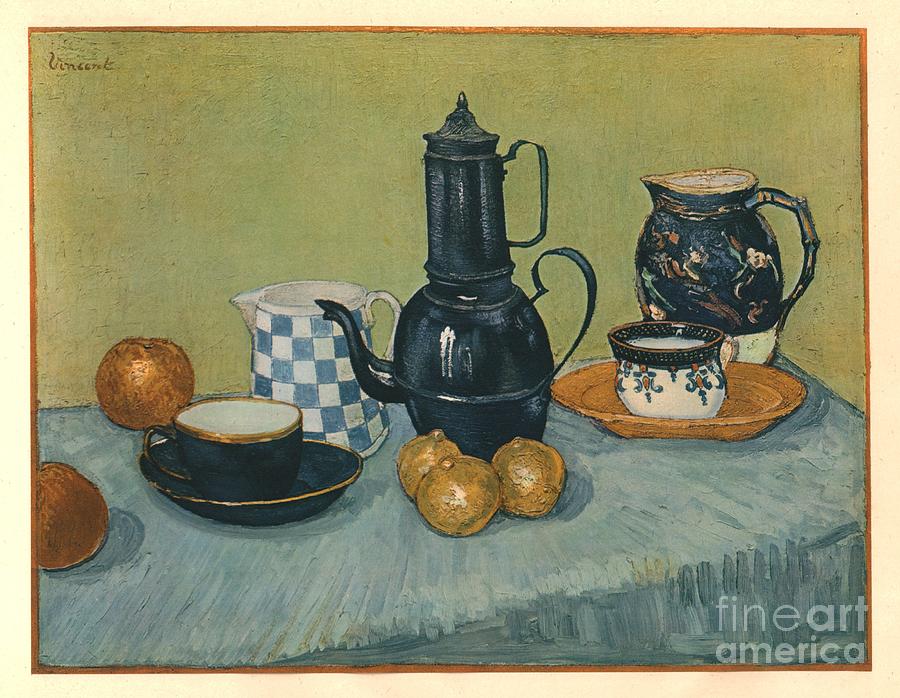 Still Life With Blue Enamel Coffeepot Drawing by Print Collector
