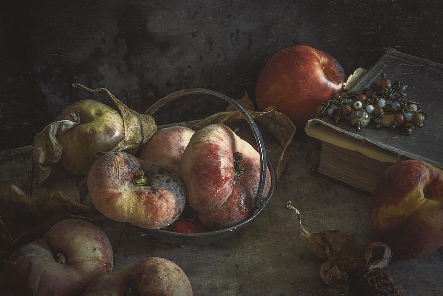 Nature Photograph - Still Life With Book And Peaches by Igor Tokarev