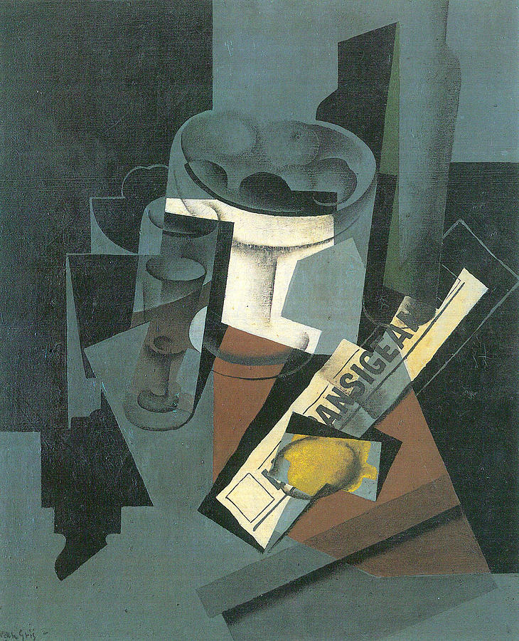 Still Life Painting - Still Life with bottles and funnels by Juan Gris