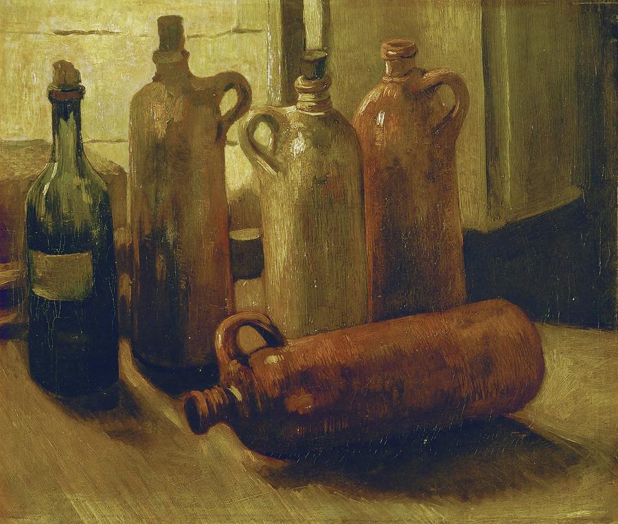 Still-life with bottles. Oil on canvas. Painting by Vincent van Gogh -1853-1890-