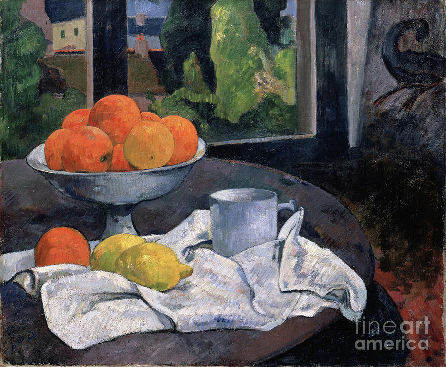 Still Life With Bowl Of Fruit And Lemons Painting by Paul Gauguin