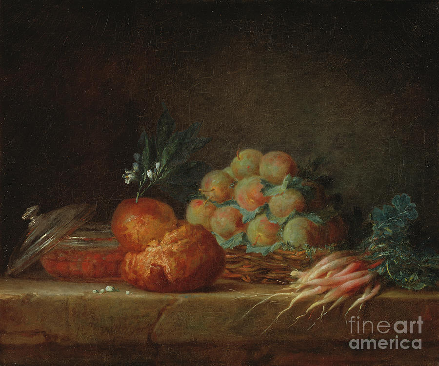 Still Life With Brioche, Fruit And Vegetables, 1775 Painting by Anne Vallayer-coster